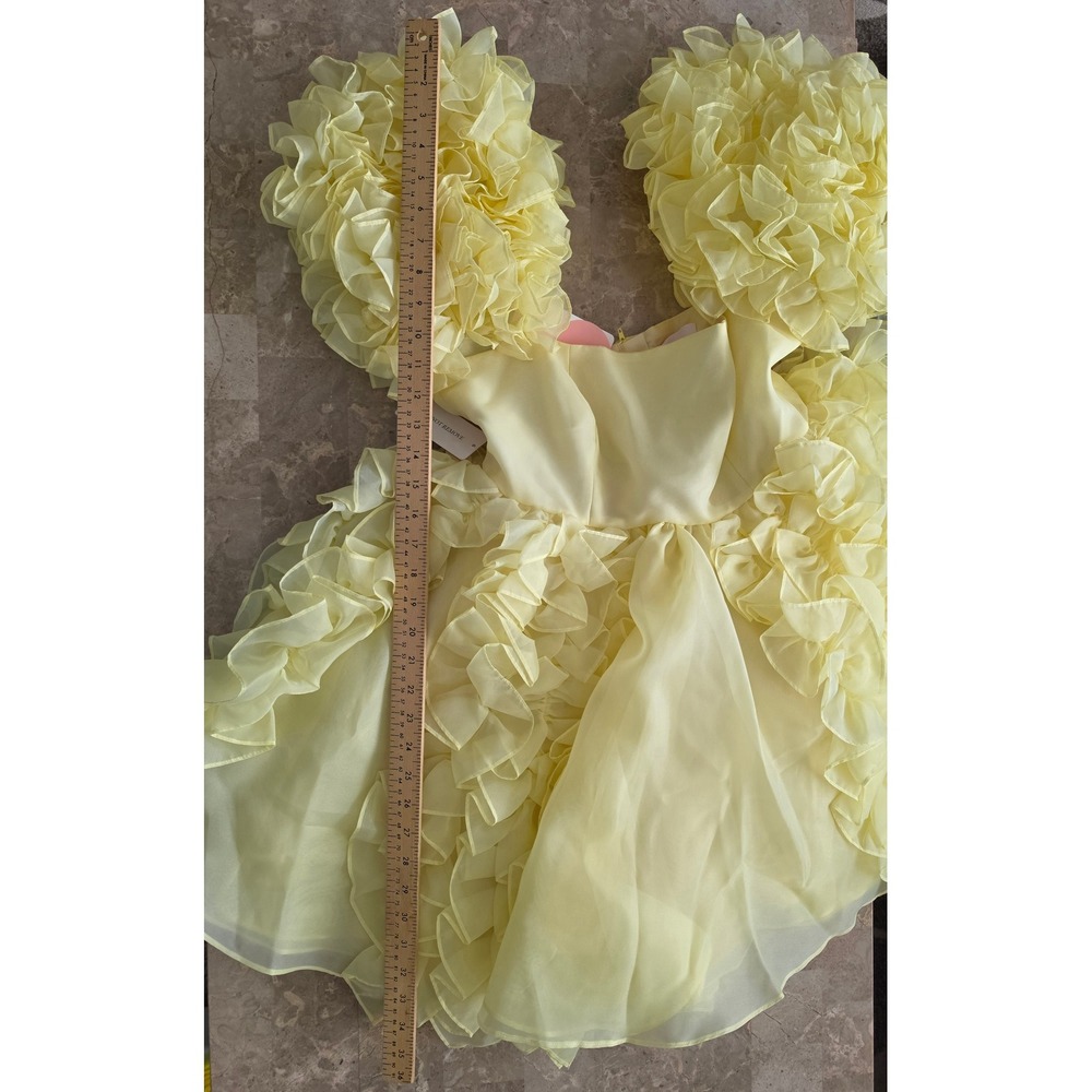 NEW Selkie The Twinkie Paris Yellow Ruffle Puff Sleeve Fairycore Mini Dress M - Picture 12 of 14